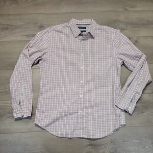 Banana Republic Shirt Men Large Gray Red Plaid Tailored Classiccore Preppy Dad